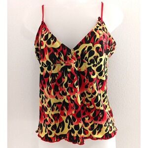 Peeping Tom Babydoll Top Women's Medium Camisole Tank Y2K Flame Biker Rocker VTG